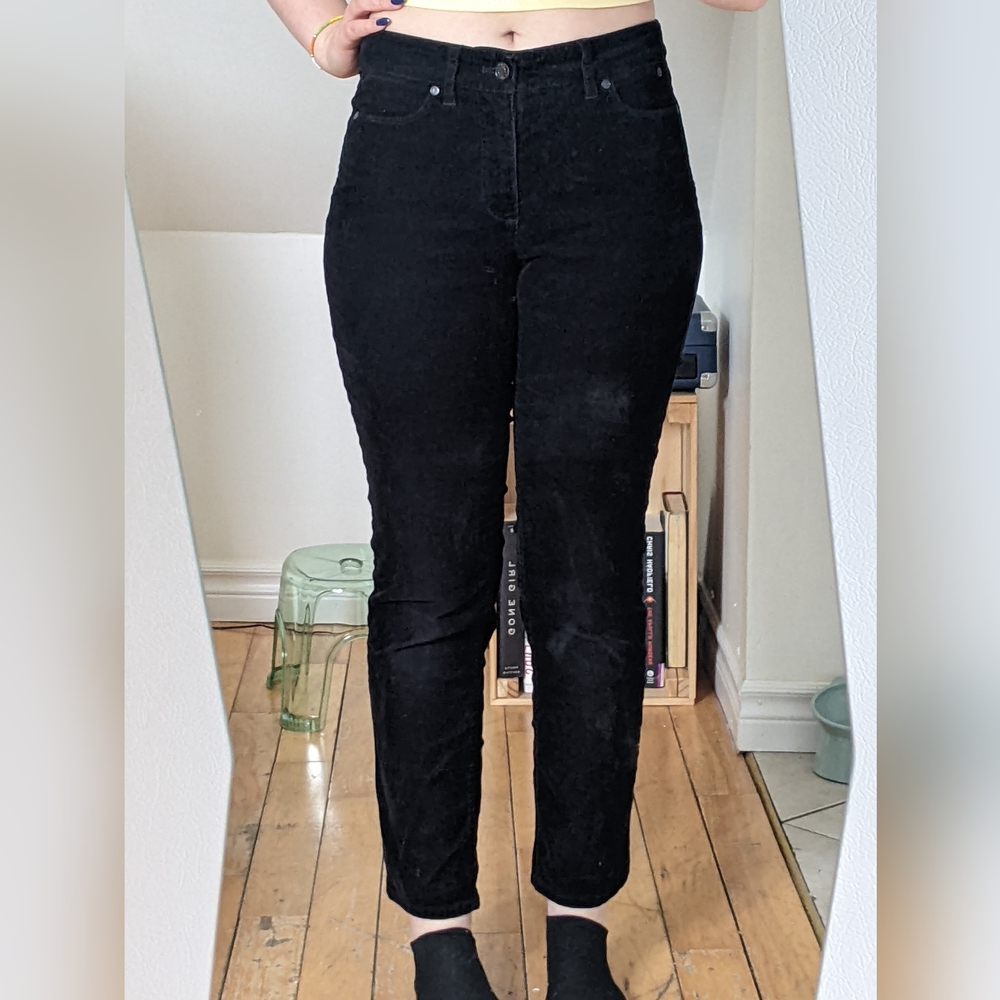 US 6 BLACK TALBOTS PETITE Corduroy Pants , 90s Aesthetic, Grunge